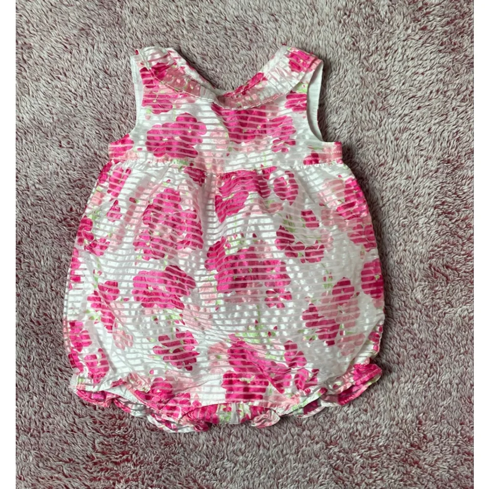Baby Gymboree White Pink Floral Sleeveless Bodysuit 3-6 Months